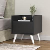 Mesa De Cabeceira 40Cm Retrô Multimóveis V4041 Preta/Branca Preto/Branco - 6