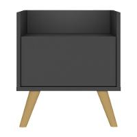 Mesa De Cabeceira 40Cm Retrô Multimóveis V4041 Preta/Natural Preto/Natural - 2