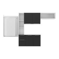 Armário De Cozinha Compacta Com Mesa Dobrável Sofia Multimóveis V2008 Branco/Preto Branco/Preto - 3