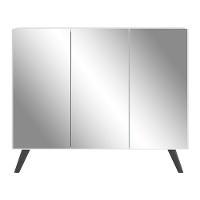 Aparador Buffet 3 Portas Com Espelho Retrô Vegas V1013 Branco/Preto Branco/Preto - 9