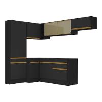 Cozinha Completa De Canto Mp2087 Com Armário E Balcão Preta - 3