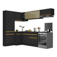 Cozinha Completa De Canto Mp2087 Com Armário E Balcão Preta - 7