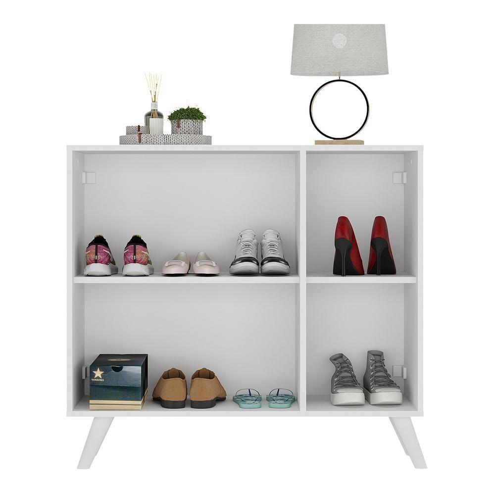 Sapateira Retrô Com Espelho 3 Portas Nina Multimóveis V6022 Branca Branco - 3