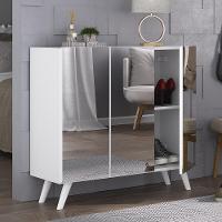 Sapateira Retrô Com Espelho 3 Portas Nina Multimóveis V6022 Branca Branco - 5