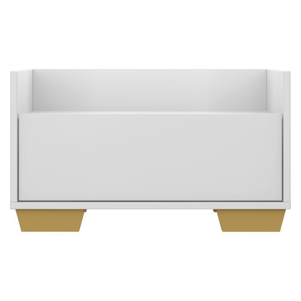 Mesa De Cabeceira 80Cm Multimóveis V4001 Branca/Natural Branco/Natural - 3