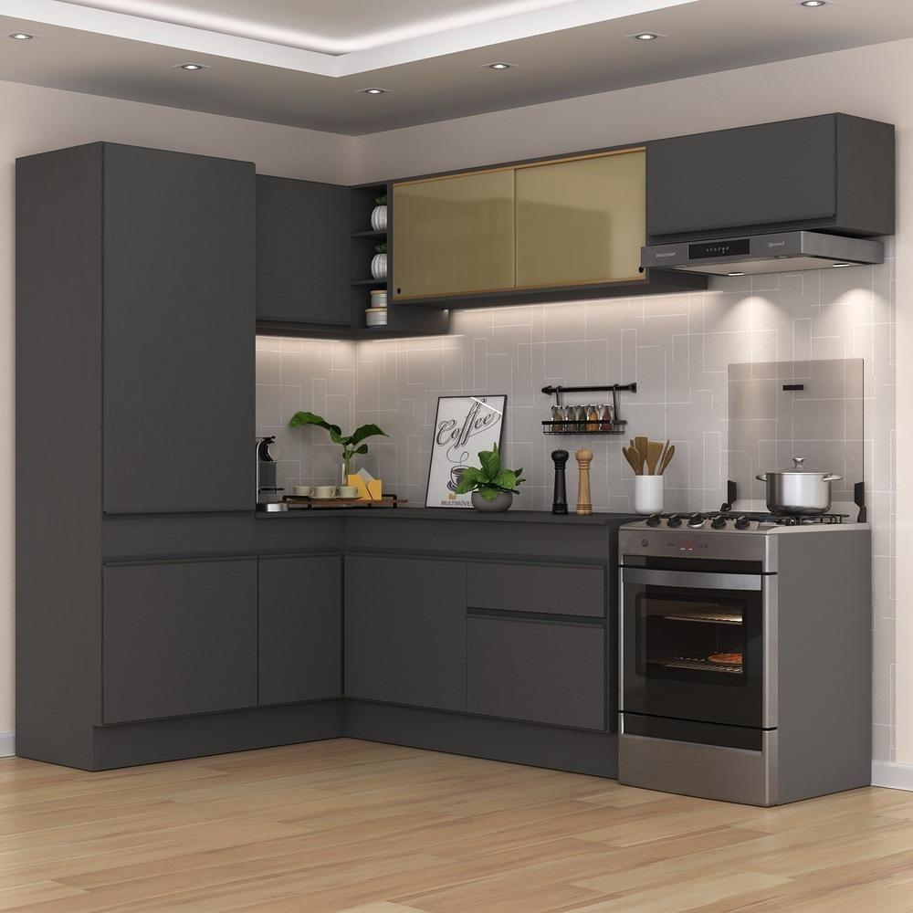 Armário De Cozinha Completa De Canto Preto - 1