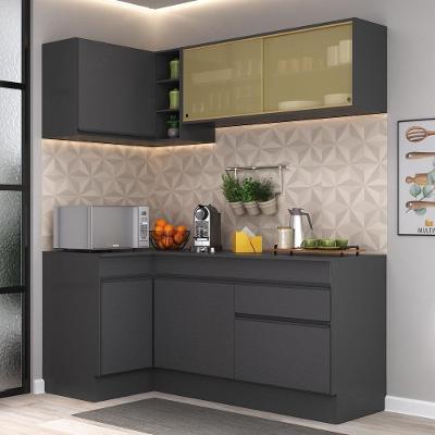 Armário de Cozinha Compacta de Canto Mp2091 6 Portas 1 Gaveta MDP 172cm Preto