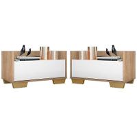 Kit Com 2 Mesas De Cabeceira 80Cm Multimóveis V4003 Rustic/Branca/Natural Rustic/Branco/Natural - 1