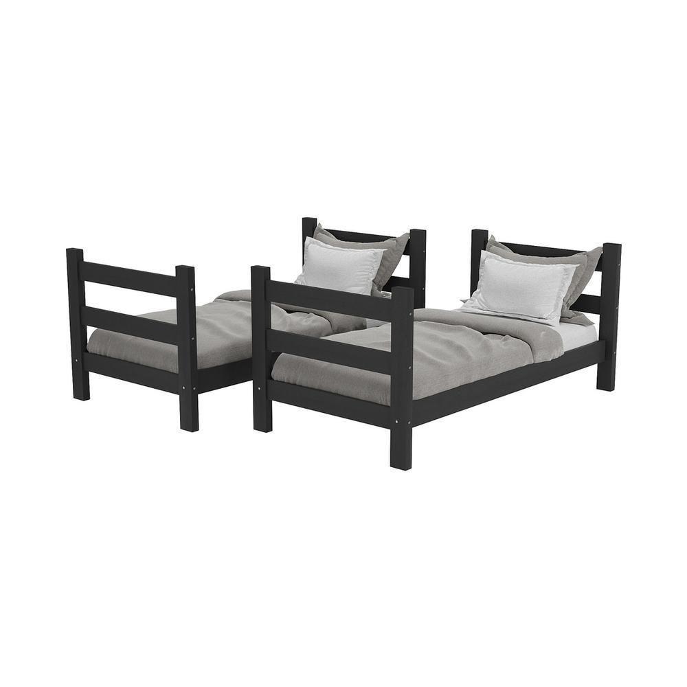 Beliche Madeira Maciça - Vira 2 Camas - Com Colchões Inclusos Dubai Multimóveis Vcr4158 Preto Preto - 3