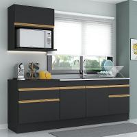 Cozinha Compacta Com Rodapé Com Armário E Balcão Preta - 1