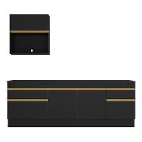 Cozinha Compacta Com Rodapé Com Armário E Balcão Preta - 7