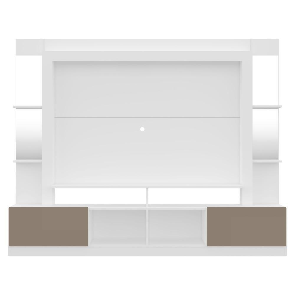Estante Com Suporte Tv 65" Prateleiras C/ Espelho Oslo Multimóveis V3385 Branco/Lacca Fumê - 3