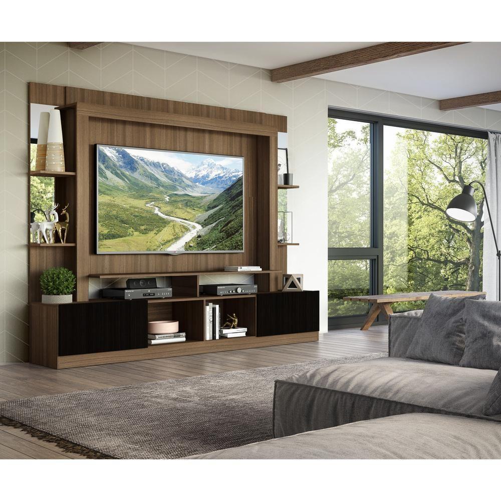 Rack com Painel Suporte Tv 65´´ com Espelho Madeirado/Preto - 3