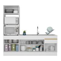 Cozinha Compacta Com Rodapé Com Armário E Balcão Branca