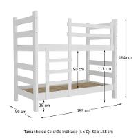 Beliche - Vira 2 Camas - Para Colchão 78/88 X 188Cm Dubai Multimóveis Vcr4137 Branco