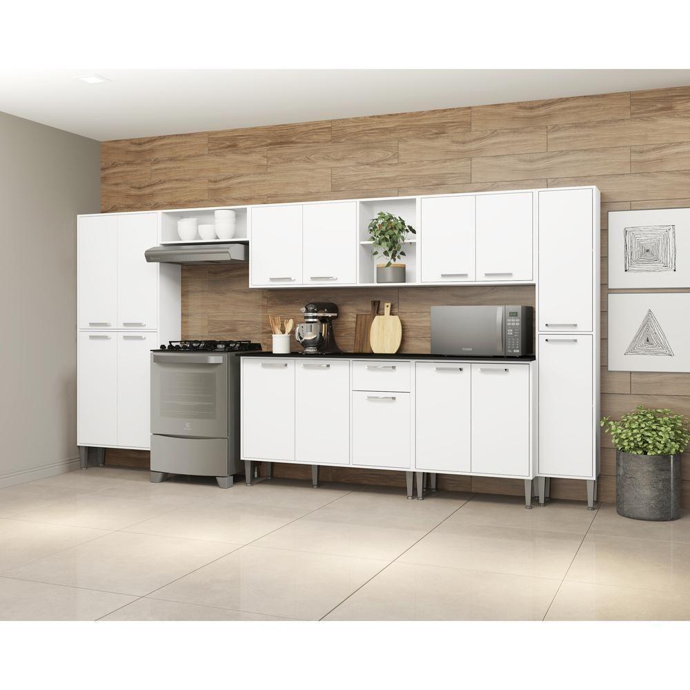 Cozinha Compacta Com Armário E Balcão Xangai Blues Multimóveis Branca Branco - 8