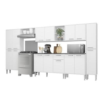 Cozinha Compacta com Armário e Balcão Xangai Blues 15 Portas 1 Gaveta MDF Branco
