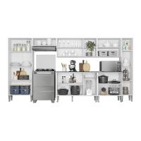 Cozinha Compacta Com Armário E Balcão Xangai Blues Multimóveis Branca Branco