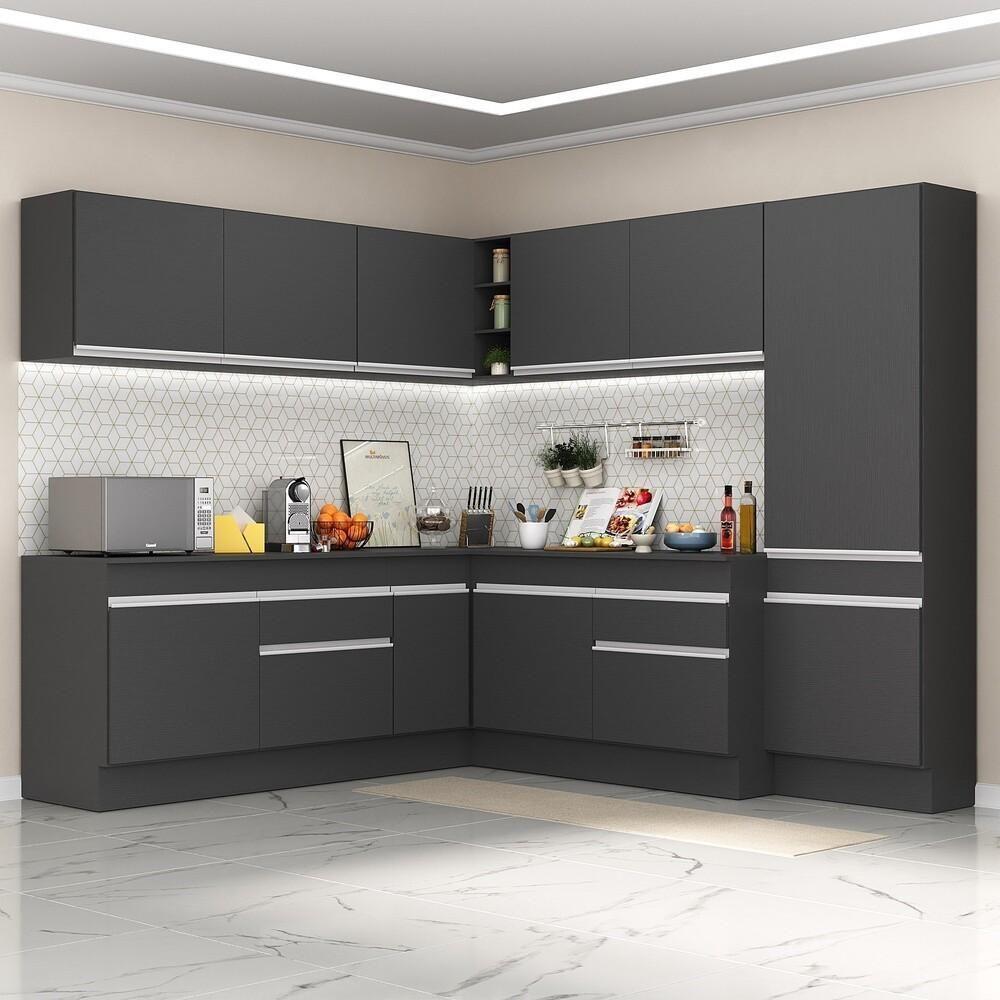 Armário De Cozinha Completa De Canto Preto/branco - 1