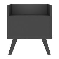 Kit Com 2 Mesas De Cabeceira 40Cm Retrô Multimóveis V4044 Preta Preto - 2