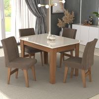 Conjunto Mesa De Jantar 120 Cm Com 4 Cadeiras Tokio Multimóveis Ex1004 Madeirado/Off White/Castor - 1