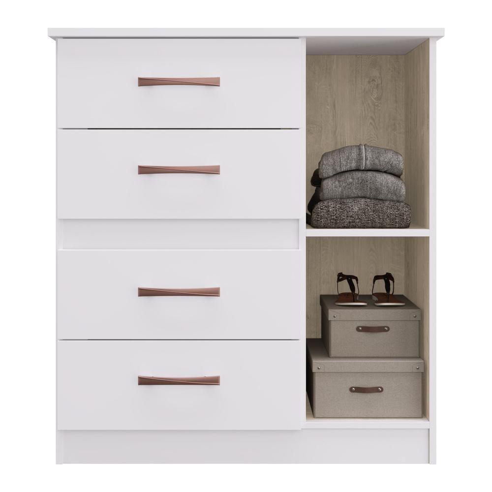 Cômoda 4 Gavetas 1 Porta Luíza Cr4157 Branco/Rosa/Azul - 4