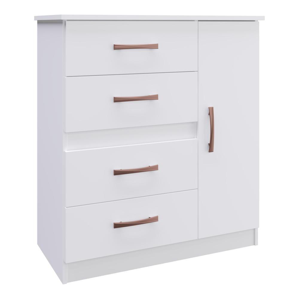 Cômoda 4 Gavetas 1 Porta Luíza Cr4157 Branco/Rosa/Azul - 6