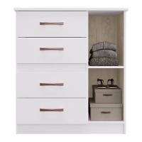 Cômoda 4 Gavetas 1 Porta Luíza Cr4157 Branco/Rosa/Azul