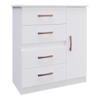 Cômoda 4 Gavetas 1 Porta Luíza Cr4157 Branco/Rosa/Azul - 6