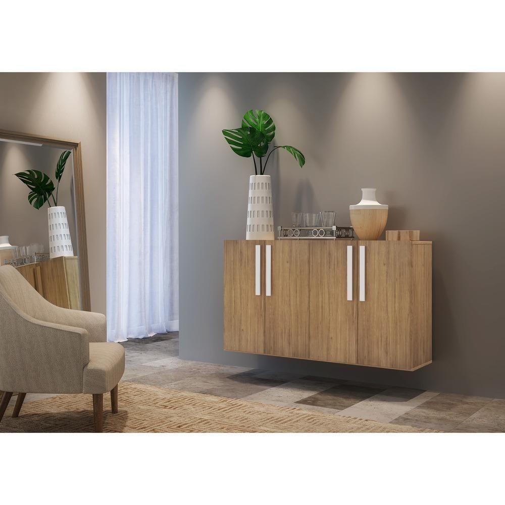 Aparador Buffet 4 Portas Suspenso Viena V3605 Rustic/Branco Rustic/Branco - 2