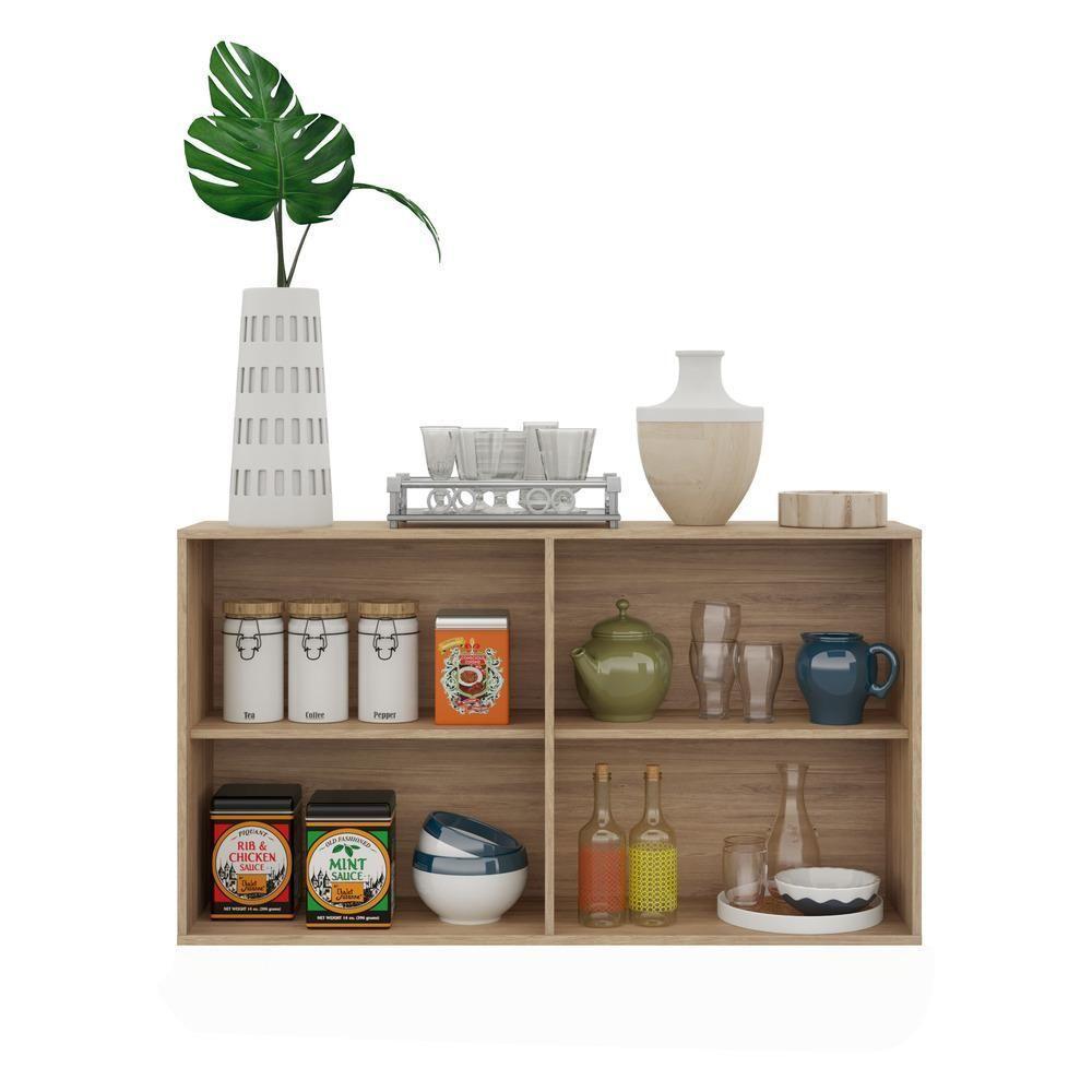 Aparador Buffet 4 Portas Suspenso Viena V3605 Rustic/Branco Rustic/Branco - 4