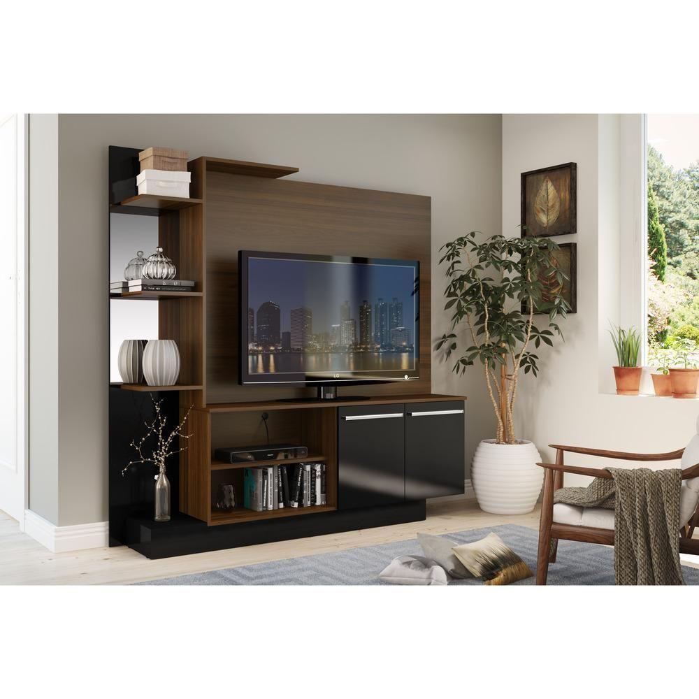 Estante Tv 55" Com Espelho Denver Multimóveis V3148 Madeirada/Preta Duna/Preto - 2