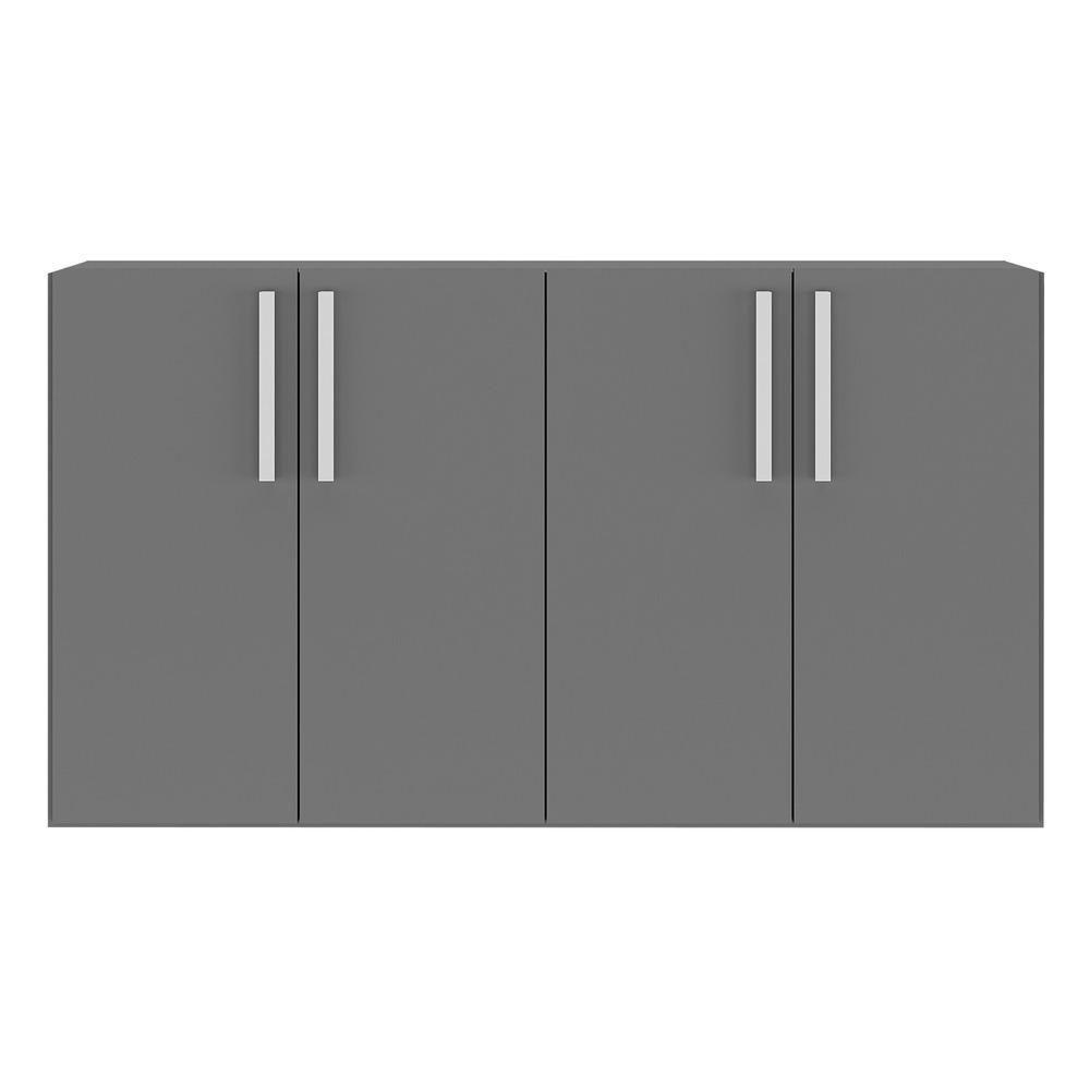 Aparador Buffet 4 Portas Suspenso Viena Grafite Branco - 2