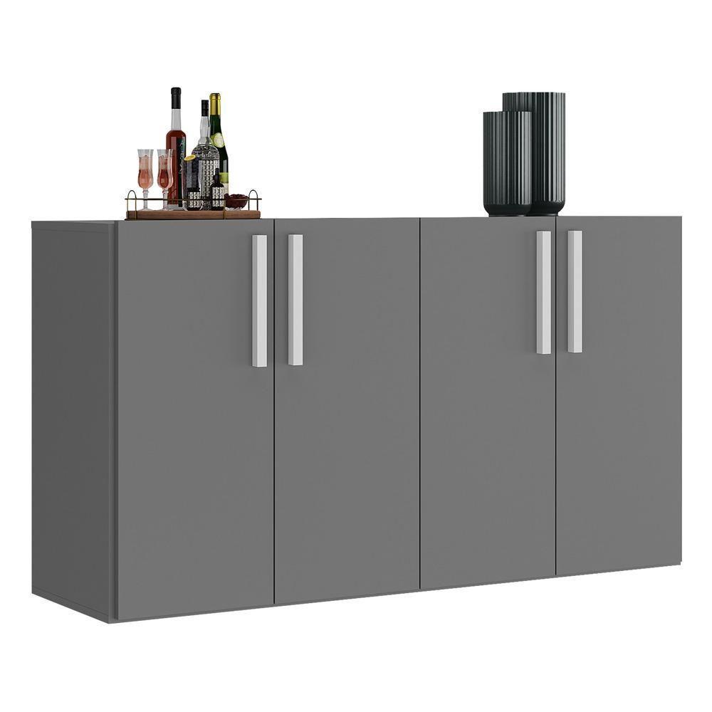 Aparador Buffet 4 Portas Suspenso Viena Grafite Branco - 6