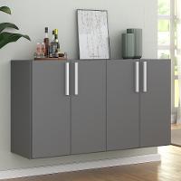 Aparador Buffet 4 Portas Suspenso Viena Grafite Branco - 1