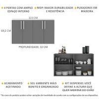 Aparador Buffet 4 Portas Suspenso Viena Grafite Branco - 5