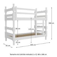 Beliche - Vira 2 Camas - Com Colchões Inclusos Porto Multimóveis Vcr4159 Branco - 5