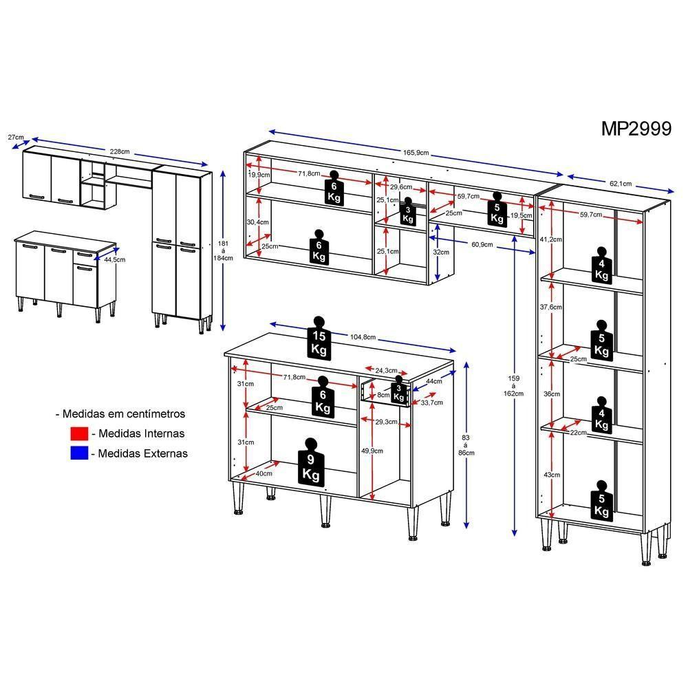 Cozinha Completa Compacta Pequim Up Multimóveis com Balcão - 5