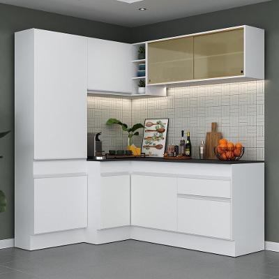 Armário de Cozinha Completa de Canto Mp2089 8 Portas 1 Gaveta MDP 172cm Branco