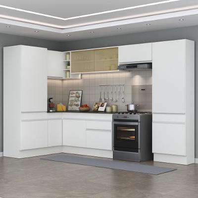 Armário de Cozinha Completa de Canto Mp2090 11 Portas 1 Gaveta MDF 304cm Branco