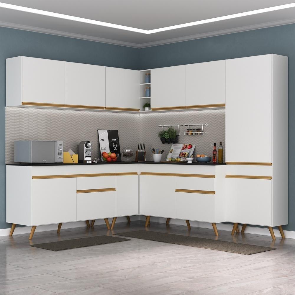 Cozinha Completa De Canto Veneza Gw Mp2067 Com Armário E Balcão Branca - 2