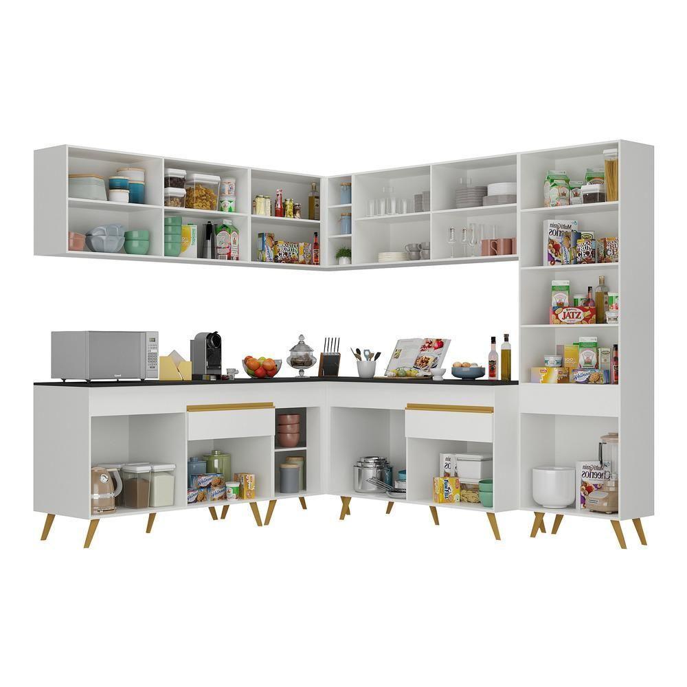 Cozinha Completa De Canto Veneza Gw Mp2067 Com Armário E Balcão Branca - 6