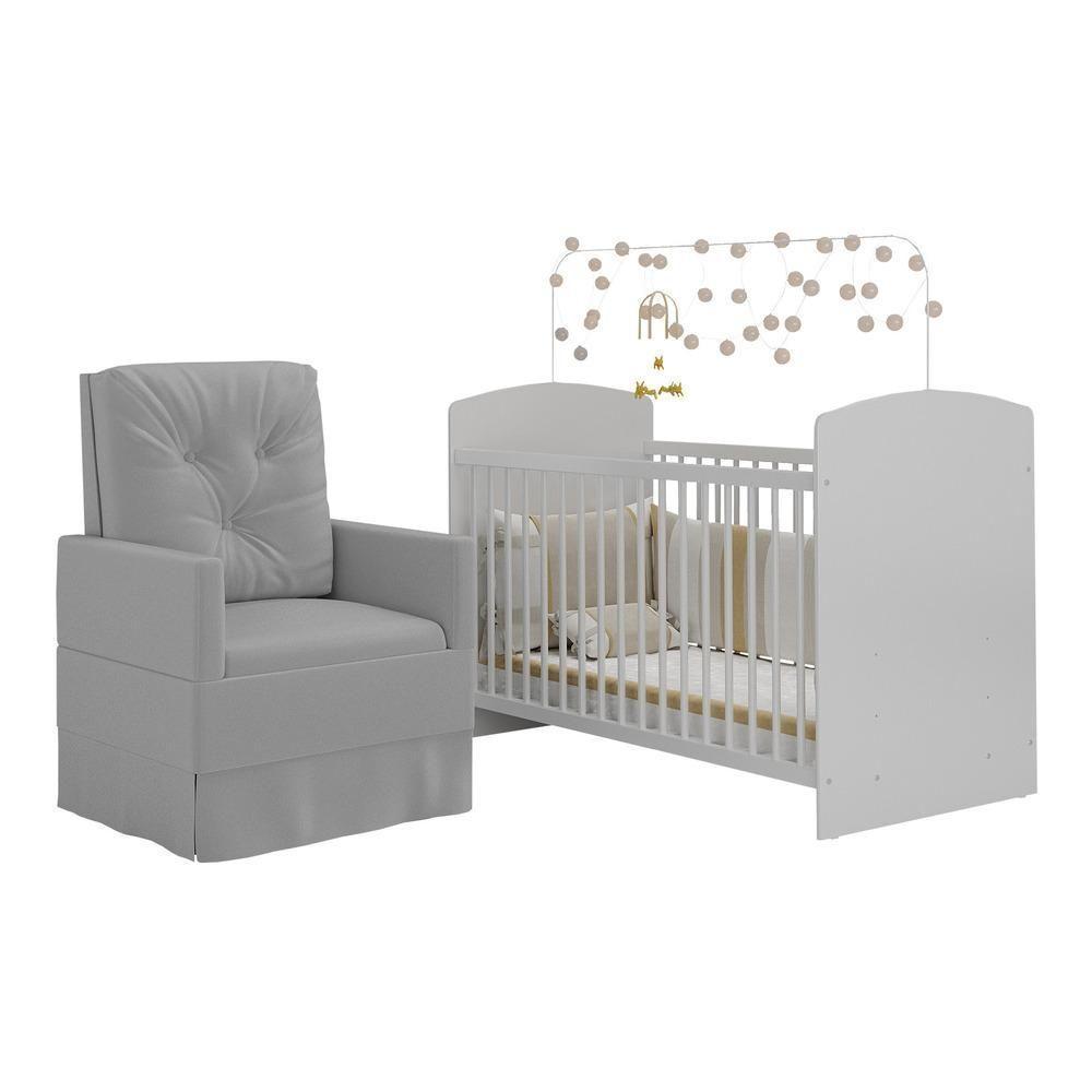 Berço Com Poltrona De Amamentação Ana Lívia Mp4063 Branco/Cinza Branco/Cinza - 4
