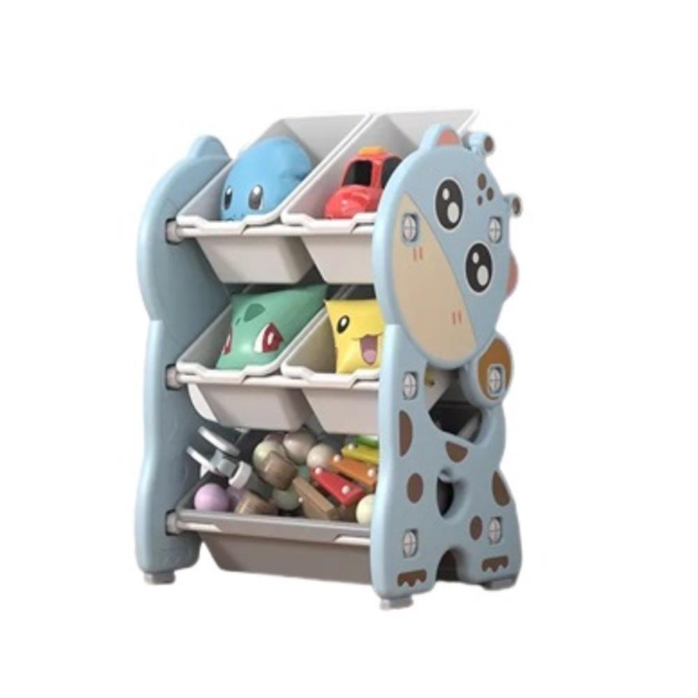 Organizador Infantil Estante Brinquedos Bau Caixa Multiuso Porta Treco Armario Quarto Bebe Azul Girafinha - 1