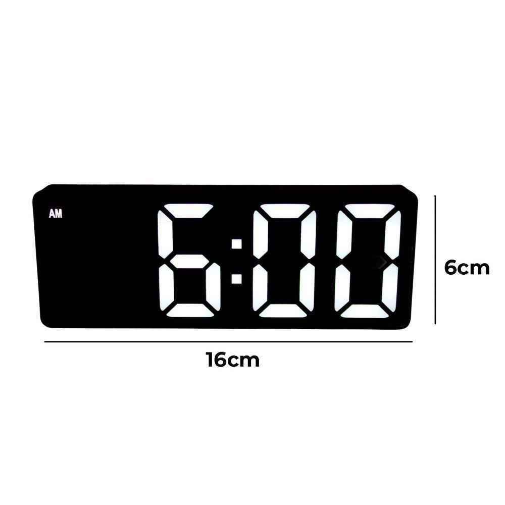 Relogio Despertador Digital Led Usb Pilha Portatil Alarme Cabeceira Preto - 4