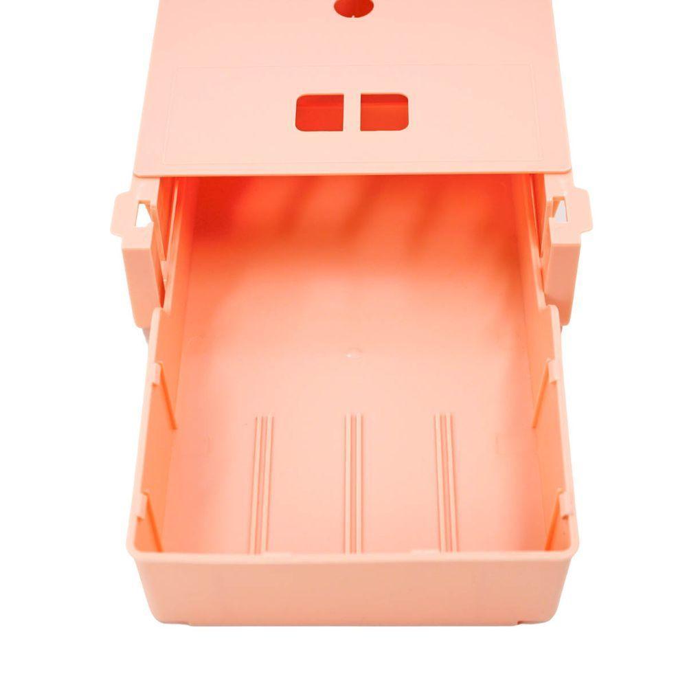 Gaveta Adesiva Organizadora Com Divisorias De Lapis Caneta Escritorio Mesa Rosa - 3