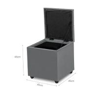 Baú Organizador Em Veludo C- Tampo Estofado E Madeira Forte Cinza - 4