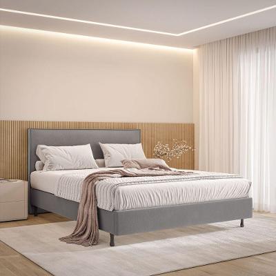 Cama Casal One C- Cabeceira Cinza E Bege 188x138cm Moderno Cinza