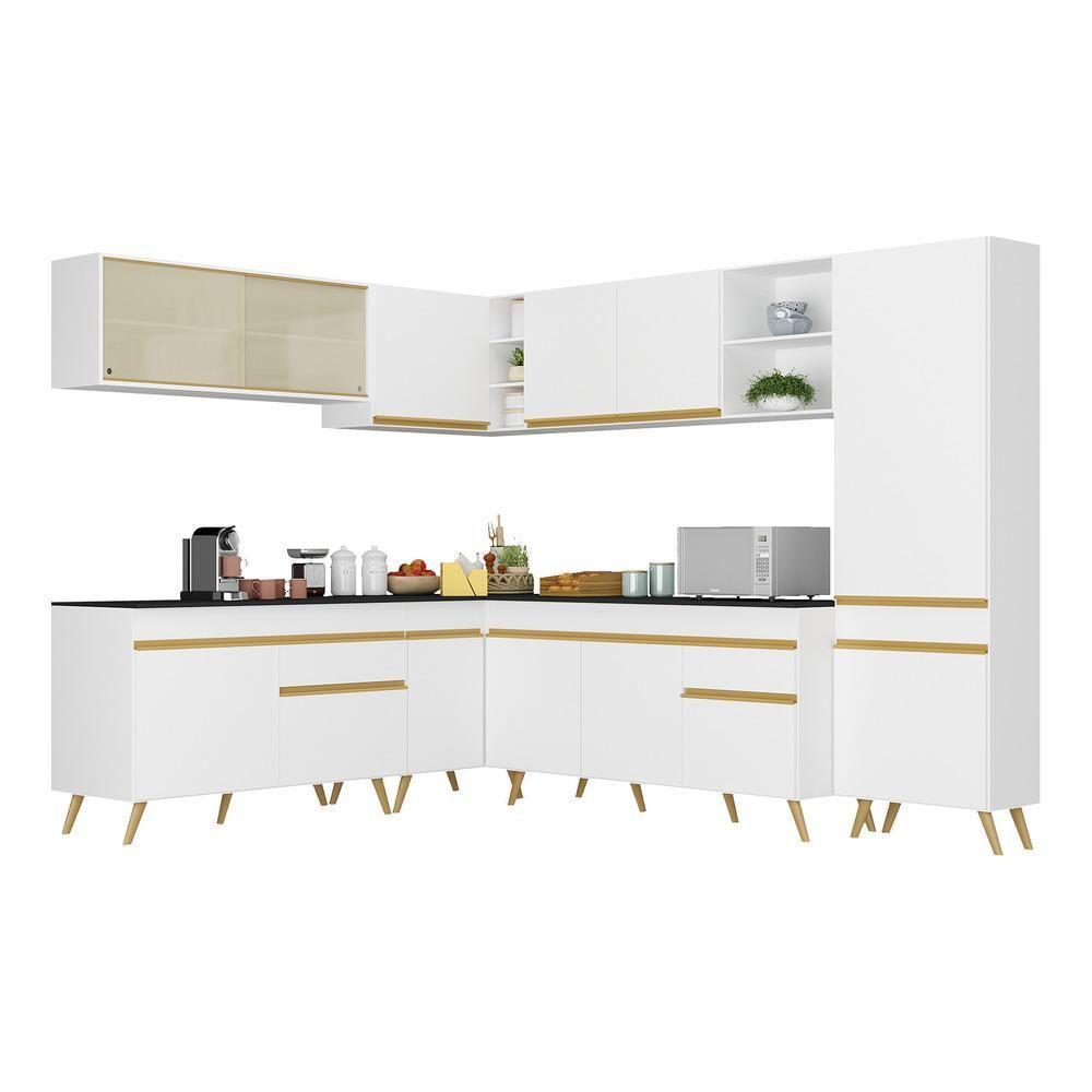 Cozinha Completa De Canto Veneza Gw Mp2065 Com Armário E Balcão Branca - 1
