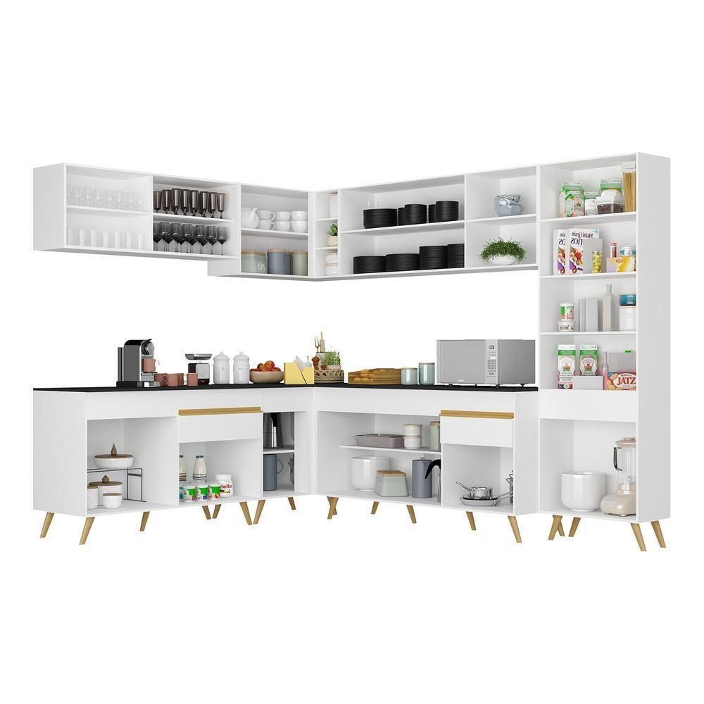 Cozinha Completa De Canto Veneza Gw Mp2065 Com Armário E Balcão Branca - 2
